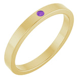14K Gold Round Natural Amethyst Family Stackable Ring – 1.75mm Stones - Yellow Gold