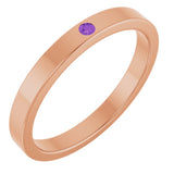 14K Gold Round Natural Amethyst Family Stackable Ring – 1.75mm Stones - Rose Gold