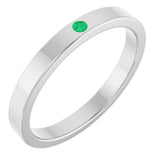 14K Gold Round Lab-Grown Emerald Family Stackable Ring – 1.75mm Stones - White Gold