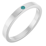 14K Gold Round Natural Alexandrite Family Stackable Ring - White Gold