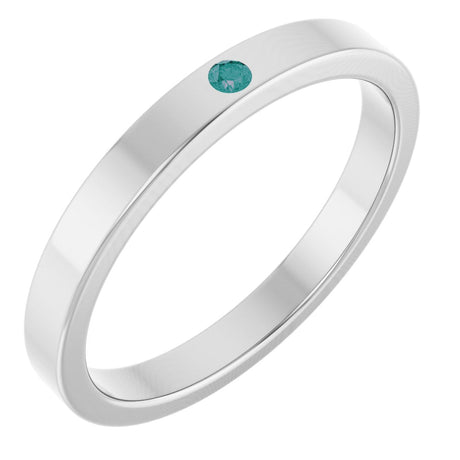 14K Gold Round Natural Alexandrite Family Stackable Ring - White Gold