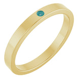 14K Gold Round Natural Alexandrite Family Stackable Ring - Yellow Gold