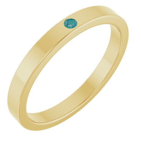 14K Gold Round Natural Alexandrite Family Stackable Ring - Yellow Gold
