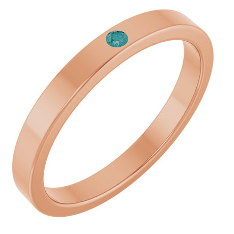 14K Gold Round Natural Alexandrite Family Stackable Ring - Rose Gold