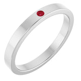 14K Gold Round Lab-Grown Ruby Family Stackable Ring – 1.75mm Stones - White Gold