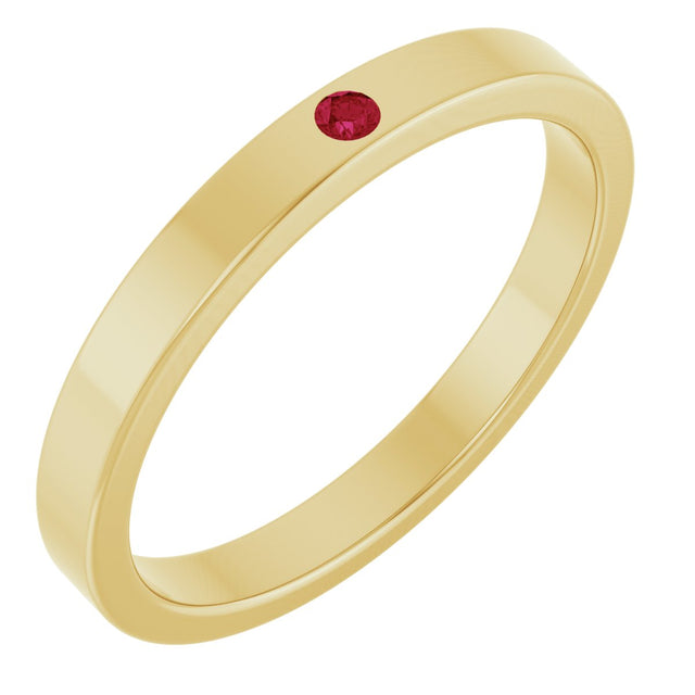 14K Gold Round Lab-Grown Ruby Family Stackable Ring – 1.75mm Stones - Yellow Gold