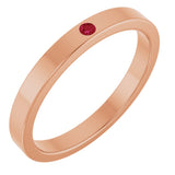 14K Gold Round Natural Ruby Family Stackable Ring – 1.75mm Stones - Rose Gold