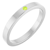 14K Gold Round Natural Peridot Family Stackable Ring – 1.75mm Stones - White Gold
