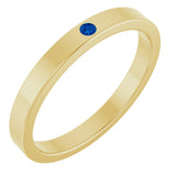 14K Gold Round Natural Blue Sapphire Family Stackable Ring – 1.75mm Stones - Yellow Gold