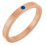 14K Gold Round Natural Blue Sapphire Family Stackable Ring – 1.75mm Stones - Rose Gold