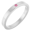 14K Gold Round Natural Pink Tourmaline Family Stackable Ring – 1.75mm Stones - White Gold