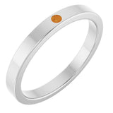 14K Gold Round Natural Citrine Family Stackable Ring – 1.75mm Stones - White Gold