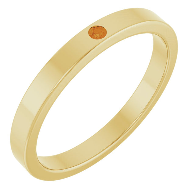 14K Gold Round Natural Citrine Family Stackable Ring – 1.75mm Stones - Yellow Gold