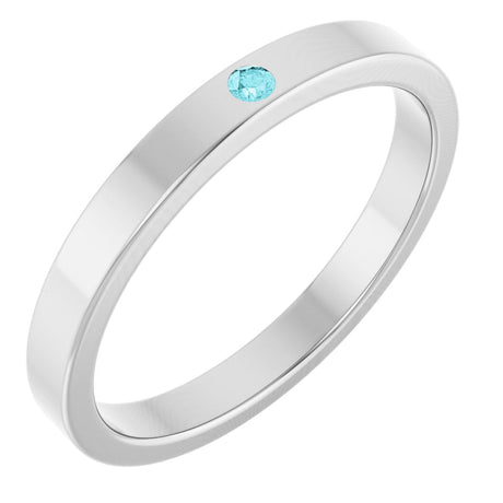 14K Gold Round Natural Blue Zircon Family Stackable Ring – 1.75mm Stones - White Gold