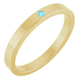 14K Gold Round Natural Blue Zircon Family Stackable Ring – 1.75mm Stones - Yellow Gold