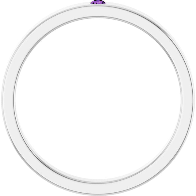 14K Gold Round Natural Amethyst Family Stackable Ring – 1.75mm Stones - White Gold - view 2