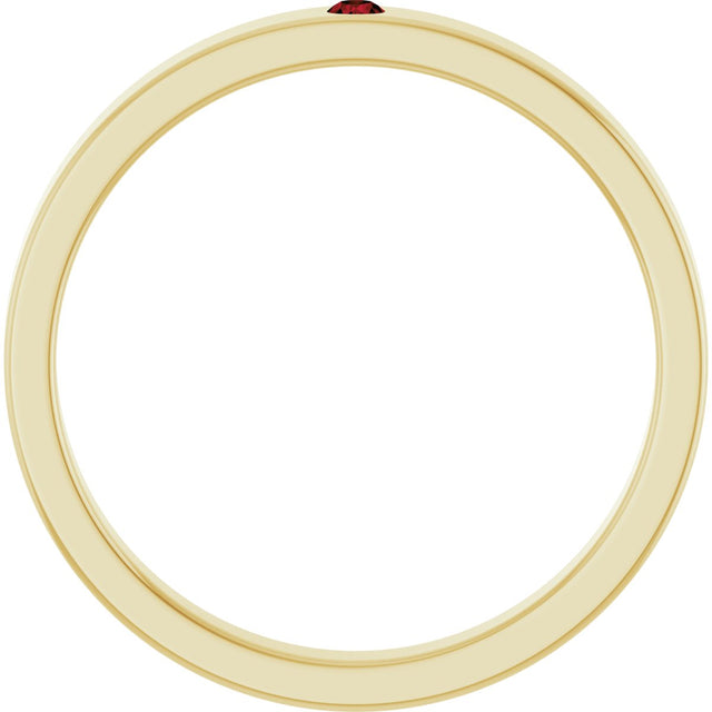 14K Gold Round Natural Mozambique Garnet Family Stackable Ring – 1.75mm Stones - Yellow Gold - view 2