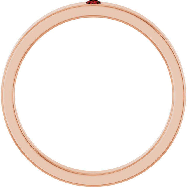 14K Gold Round Natural Mozambique Garnet Family Stackable Ring – 1.75mm Stones - Rose Gold - view 2