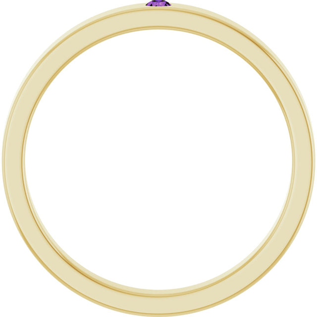 14K Gold Round Natural Amethyst Family Stackable Ring – 1.75mm Stones - Yellow Gold - view 2