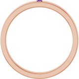 14K Gold Round Natural Amethyst Family Stackable Ring – 1.75mm Stones - Rose Gold - view 2