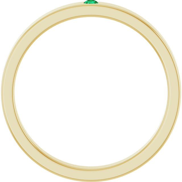 14K Gold Round Natural Emerald Family Stackable Ring – 1.75mm Stones - Yellow Gold - view 2