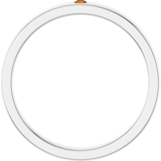 14K Gold Round Natural Citrine Family Stackable Ring – 1.75mm Stones - White Gold - view 2