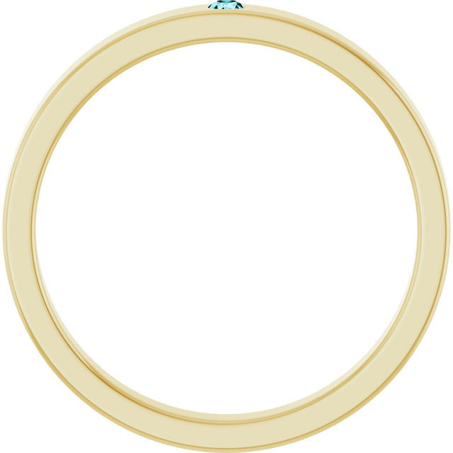 14K Gold Round Natural Blue Zircon Family Stackable Ring – 1.75mm Stones - Yellow Gold - view 2
