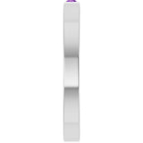 14K Gold Round Natural Amethyst Family Stackable Ring – 1.75mm Stones - White Gold - view 4