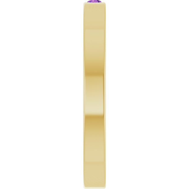 14K Gold Round Natural Amethyst Family Stackable Ring – 1.75mm Stones - Yellow Gold - view 4