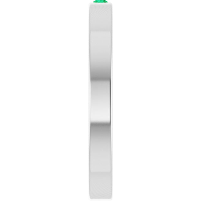 14K Gold Round Lab-Grown Emerald Family Stackable Ring – 1.75mm Stones - White Gold - view 4