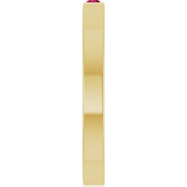 14K Gold Round Natural Ruby Family Stackable Ring – 1.75mm Stones - Yellow Gold - view 4
