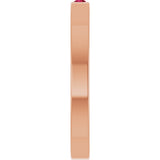 14K Gold Round Natural Ruby Family Stackable Ring – 1.75mm Stones - Rose Gold - view 4