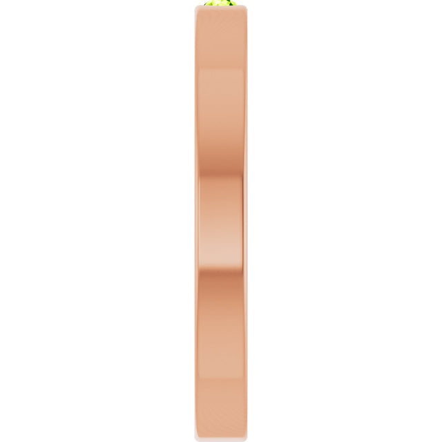 14K Gold Round Natural Peridot Family Stackable Ring – 1.75mm Stones - Rose Gold - view 4