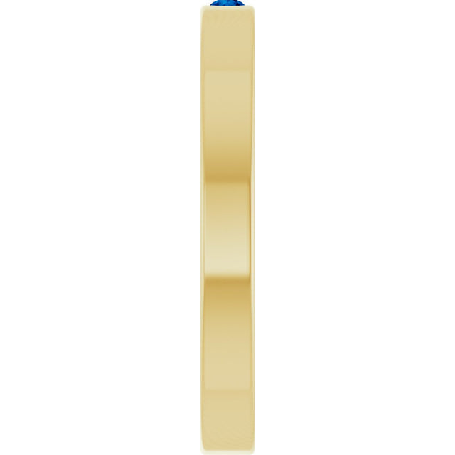 14K Gold Round Natural Blue Sapphire Family Stackable Ring – 1.75mm Stones - Yellow Gold - view 4