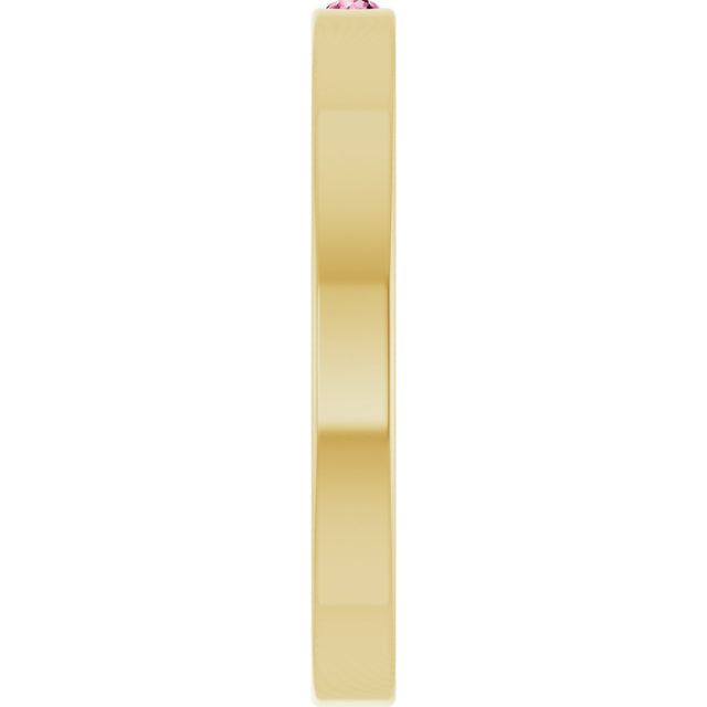 14K Gold Round Natural Pink Tourmaline Family Stackable Ring – 1.75mm Stones - Yellow Gold - view 4