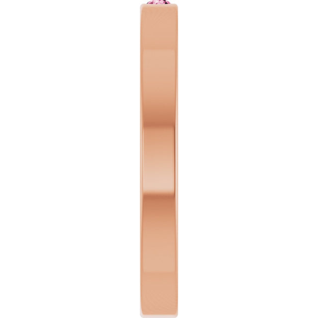 14K Gold Round Natural Pink Tourmaline Family Stackable Ring – 1.75mm Stones - Rose Gold - view 4