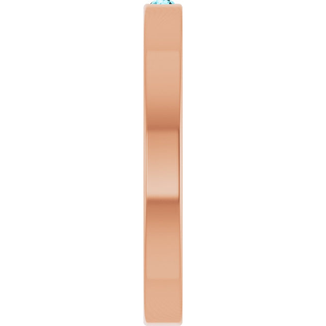 14K Gold Round Natural Blue Zircon Family Stackable Ring – 1.75mm Stones - Rose Gold - view 4