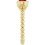 14K Gold Round Natural Mozambique Garnet Family Beaded Stackable Ring - Yellow Gold - view 4