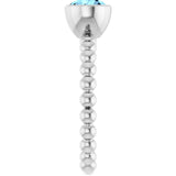 14K Gold Round Natural Aquamarine Family Beaded Stackable Ring - White Gold - view 4
