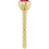14K Gold Round Lab-Grown Ruby Family Beaded Stackable Ring - Yellow Gold - view 4