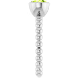 14K Gold Round Natural Peridot Family Beaded Stackable Ring - White Gold - view 4