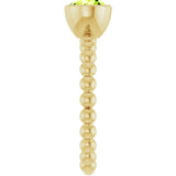 14K Gold Round Natural Peridot Family Beaded Stackable Ring - Yellow Gold - view 4