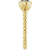 14K Gold Round Lab-Grown Alexandrite Family Beaded Stackable Ring - Yellow Gold - view 4