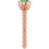 14K Gold Round Lab-Grown Emerald Family Beaded Stackable Ring - Rose Gold - view 4