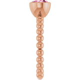 14K Gold Round Natural Pink Tourmaline Family Beaded Stackable Ring - Rose Gold - view 4