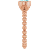 14K Gold Round Natural Blue Zircon Family Beaded Stackable Ring - Rose Gold - view 4