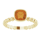 14K Gold Cushion Natural Citrine Family Beaded Stackable Ring - Yellow Gold - view 3