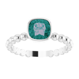 14K Gold Cushion Lab-Grown Alexandrite Family Beaded Stackable Ring - White Gold - view 3