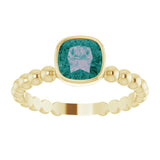 14K Gold Cushion Lab-Grown Alexandrite Family Beaded Stackable Ring - Yellow Gold - view 3