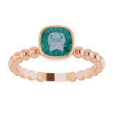 14K Gold Cushion Lab-Grown Alexandrite Family Beaded Stackable Ring - Rose Gold - view 3